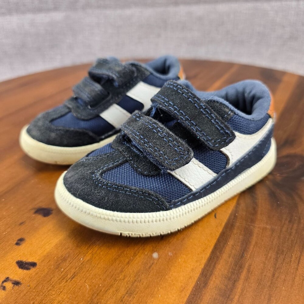 Cat & Jack Boys Navy & White Sneakers With Hook & Loop Straps Size 5 - Picture 3 of 13
